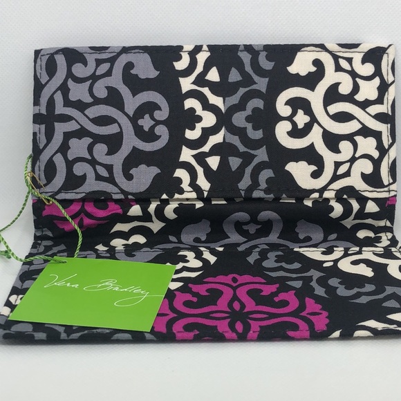 🩷🤍🖤 Vera Bradley Checkbook Cover Canterberry Magenta 🖤🤍🩷 NWT - Picture 4 of 5